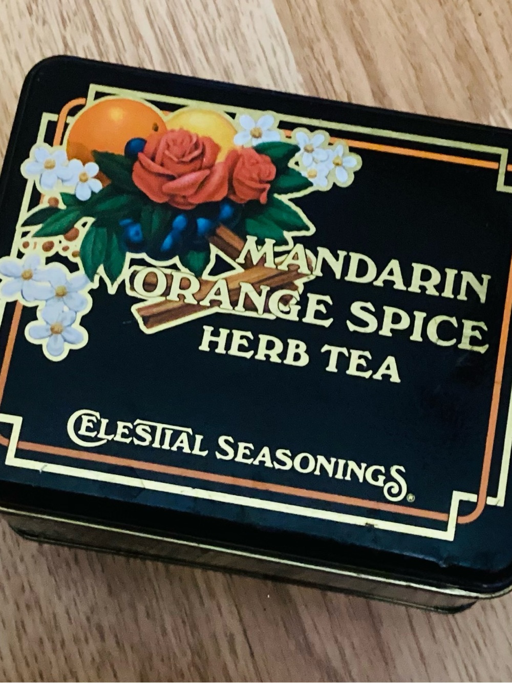 Celestial Seasonings Mandarin Orange Spice Herb Tea Tin Vintage 1985